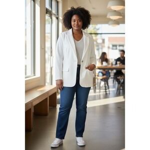 Michael Kors White Single Button Blazer Jacket Womens 1X NEW